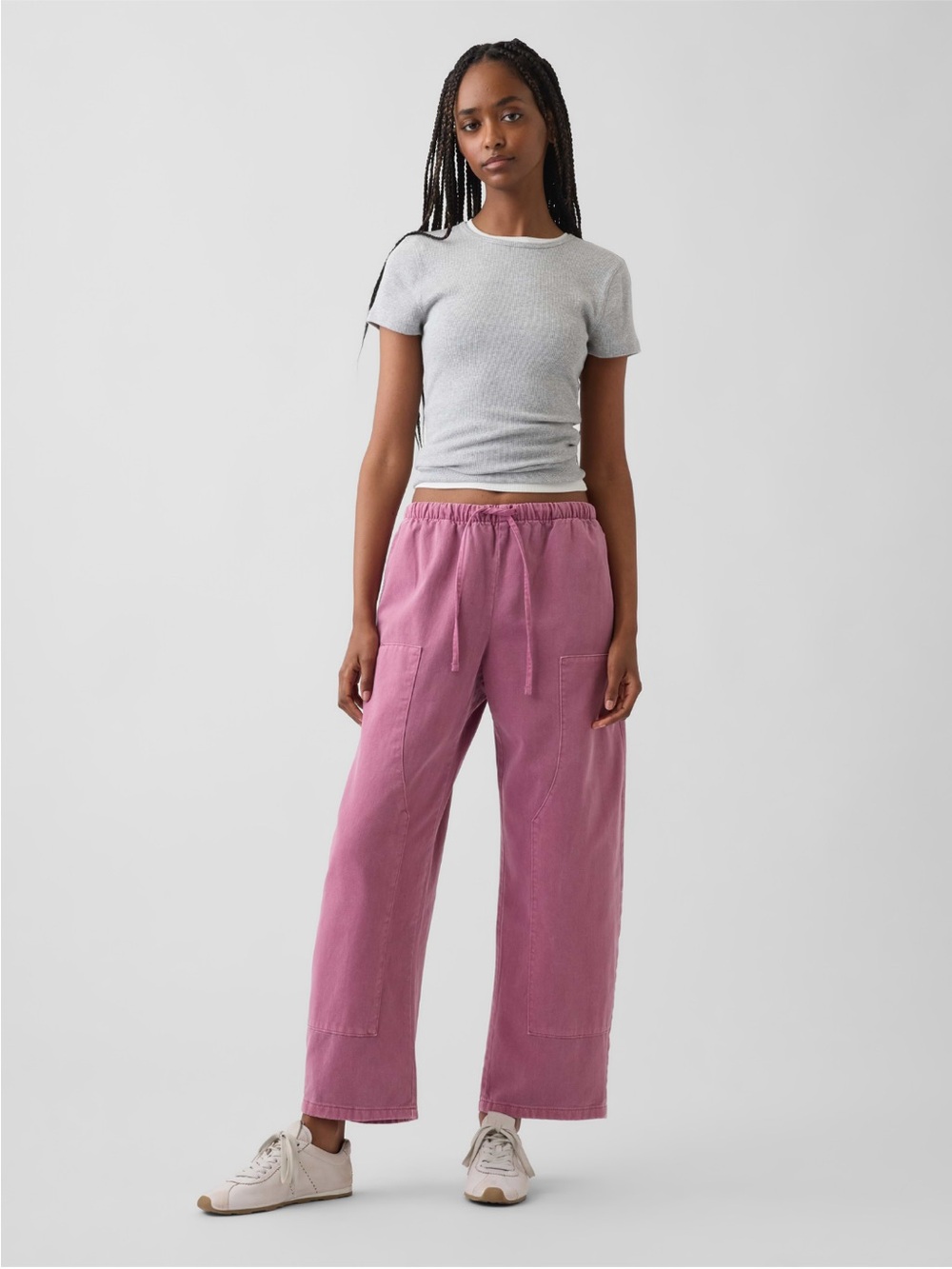 Gap Easy Double-Knee Barrel Pants Pink Small Tall